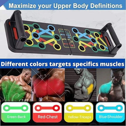 TWINZFIT Pushup Board, 15 in 1 Push Up Stand, Multi-Function Flex Board for Chest, Triceps, Shoulder, Back Muscles, Home Workout Gym Equipment, Multicolour 