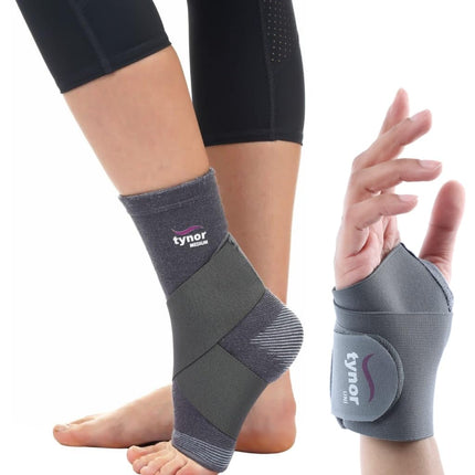 TYNOR Ankle Binder, Grey, Large, 1 Unit Wrist Brace with Thumb for wrist support, Grey, Universal Size, Non toxic,1 Unit 