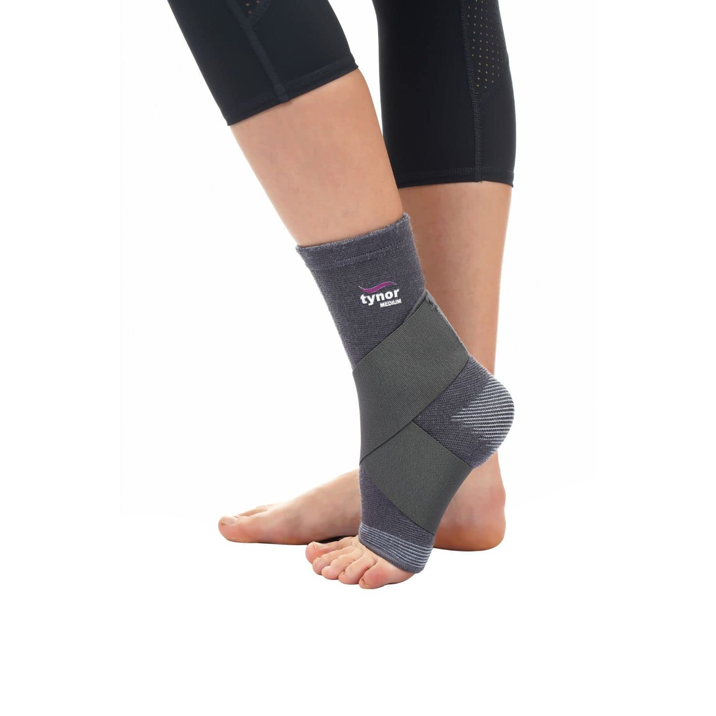 TYNOR Ankle Binder, Grey, Large, 1 Unit Wrist Brace with Thumb for wrist support, Grey, Universal Size, Non toxic,1 Unit 