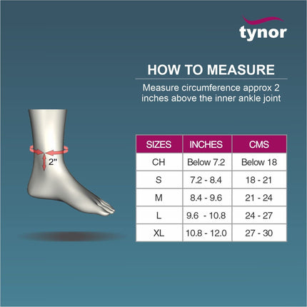 TYNOR Ankle Brace, Black, Medium, 1 Unit 