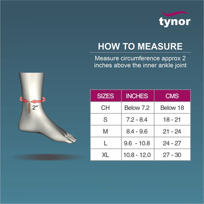 TYNOR Ankle Brace, Black, Medium, 1 Unit 