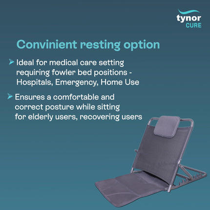 TYNOR Bed Back Rest |Back Rest Bed Chair for Comfort & Support | for Reading & Relaxation | Foldable & Portable | Universal Size, 1 Unit (Grey) 