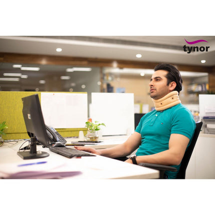 TYNOR Cervical Collar Soft with Support, for Neck Support & Pain Relief | for Post-Surgery, Injury & Arthritis | Soft Comfortable & Durable for Men & Women | Pack of 1 (Beige, Medium) 
