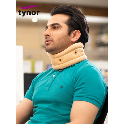 TYNOR Cervical Collar Soft with Support, for Neck Support & Pain Relief | for Post-Surgery, Injury & Arthritis | Soft Comfortable & Durable for Men & Women | Pack of 1 (Beige, Medium) 