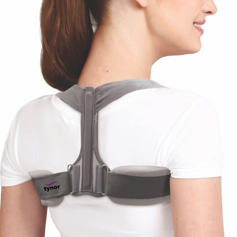 TYNOR Clavicle Brace with Fastening Tape, for Posture Correction & Collar Bone Support | Comfortable & Adjustable Shoulder Strap Brace for Fractures, Pain Relief & Recovery – Pack of 1 (Grey, Large) 