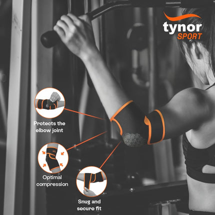 TYNOR Elbow Wrap Neo, Black & Orange, Universal, 1 Unit 