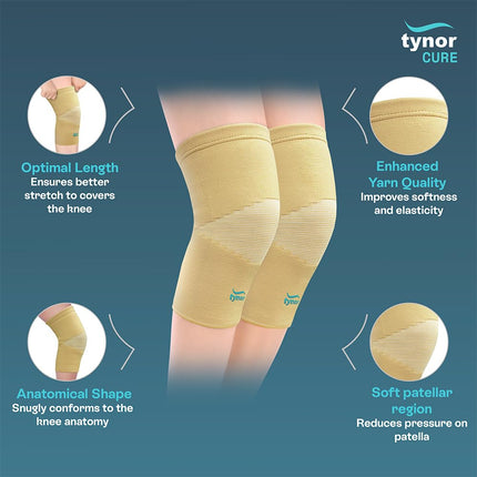 TYNOR Knee Cap, Beige, Large, Pack of 2 