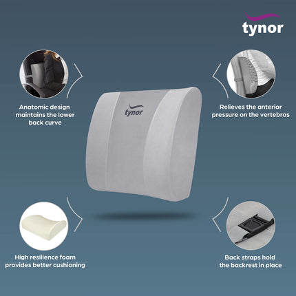 TYNOR Lumbo Back Rest, Grey, Universal Size, 1 Unit 
