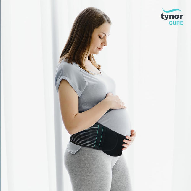 TYNOR Pregnancy Support | Maternity Belt for Lower Back Pain Relief & Posture Support | Adjustable, Comfortable Design for Pregnent Women | Pack of 1 (Black, XL) 
