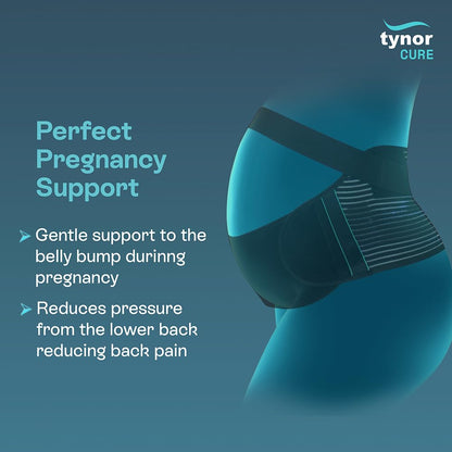 TYNOR Pregnancy Support | Maternity Belt for Lower Back Pain Relief & Posture Support | Adjustable, Comfortable Design for Pregnent Women | Pack of 1 (Black, XL) 