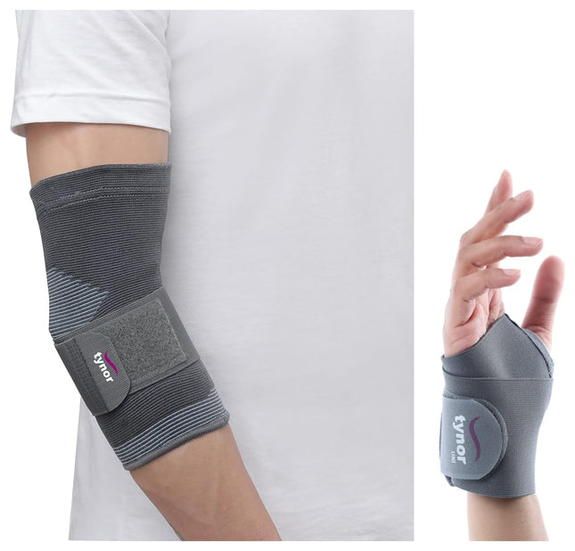 TYNOR Wrist Brace with Thumb for wrist support, Grey, Universal Size, Non toxic,1 Unit Elbow Support, Grey, Medium,(Cotton & Nylon) 1 Unit 