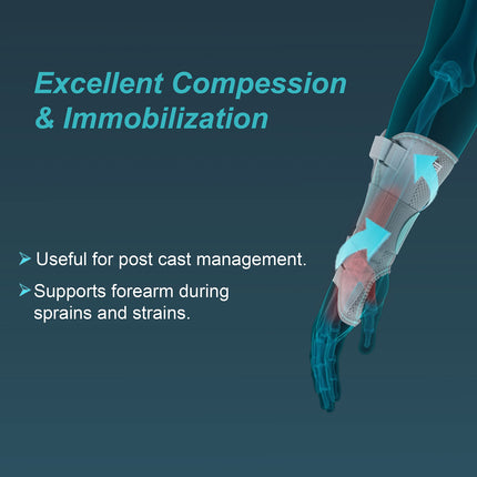TYNOR Wrist & Forearm Splint, for Pain Relief and Support | Adjustable Compression Brace for Carpal Tunnel, Arthritis, Sprains & Injuries | Comfortable for Left Hand – Pack of 1 (Grey, Large) 