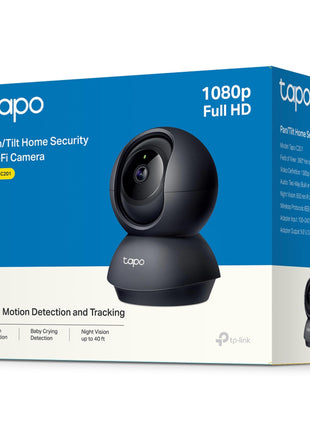 Tapo C201 360° 2MP 1080p Full HD Pan/Tilt Home Security Wi-Fi Smart Camera| Alexa Enabled| 2-Way Audio| Night Vision| Motion Detection| Sound and Light Alarm| Indoor CCTV Black 