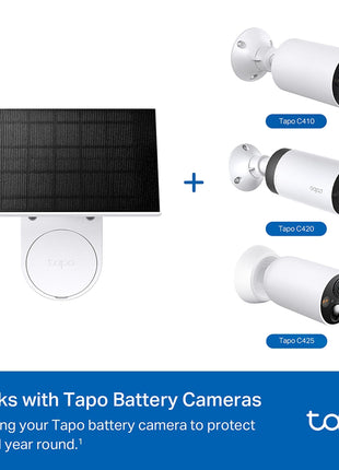 Tapo Solar Panel, Flexibly Installed and Angle Adjustment, High-Efficiency 45min Solar Charging for Full Day Usage, IP65 Weatherproof, Works with All Battery-Powered Cameras (Tapo A201) 
