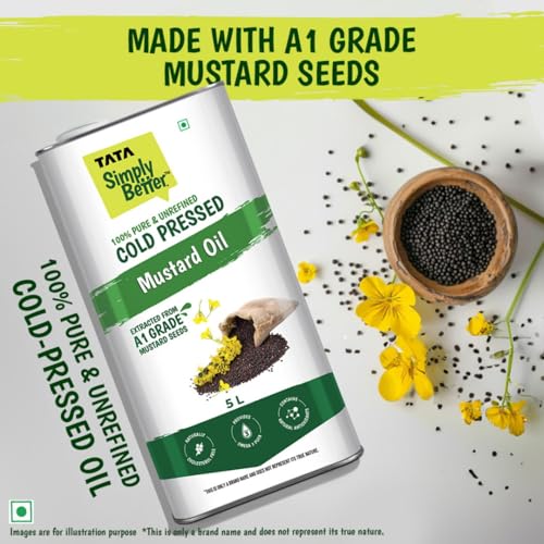 Tata Simply Better Cold Pressed Mustard Oil 5L Pure And Unrefined A1 Grade 