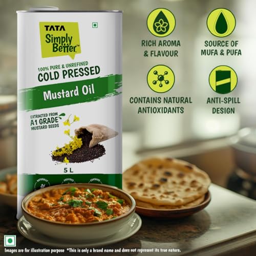 Tata Simply Better Cold Pressed Mustard Oil 5L Pure And Unrefined A1 Grade 