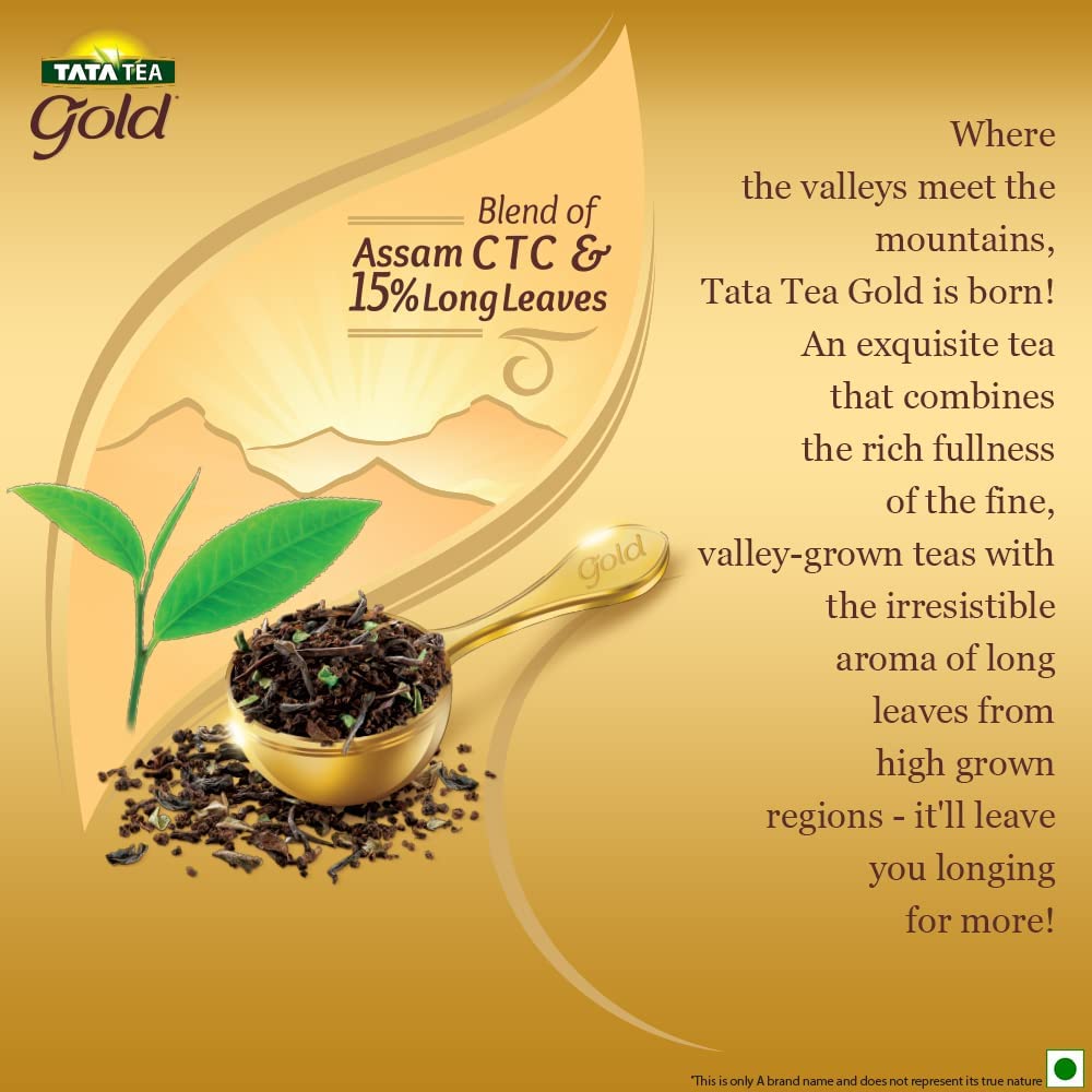 Tata Tea Gold | Premium Assam teas with Gently Rolled Aromatic Long Leaves | Rich & Aromatic Chai | Black Tea | 500g (Pack of 2) 