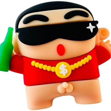 Techmount New Launch Compatible with Airpods Pro GEN-2 (2022) Case Cover Silicone Cartoon Character 3D Cover Wtih 360° Protection Airpods Pro 2 Cover Case (NOT for Any Other AIRPODS) (Rich Shinchan) 