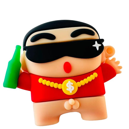 Techmount New Launch Compatible with Airpods Pro GEN-2 (2022) Case Cover Silicone Cartoon Character 3D Cover Wtih 360° Protection Airpods Pro 2 Cover Case (NOT for Any Other AIRPODS) (Rich Shinchan) 