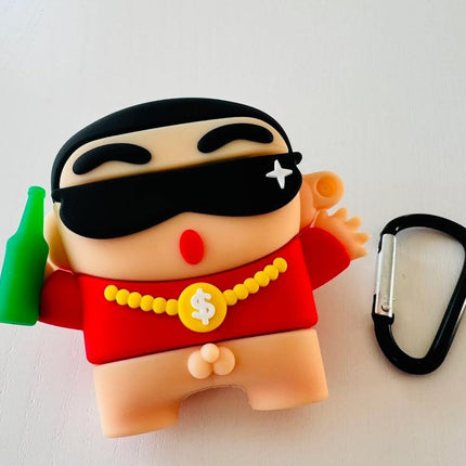 Techmount New Launch Compatible with Airpods Pro GEN-2 (2022) Case Cover Silicone Cartoon Character 3D Cover Wtih 360° Protection Airpods Pro 2 Cover Case (NOT for Any Other AIRPODS) (Rich Shinchan) 