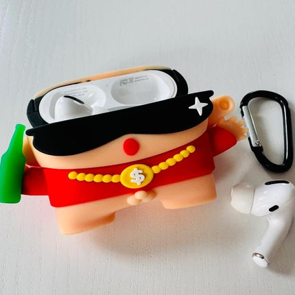 Techmount New Launch Compatible with Airpods Pro GEN-2 (2022) Case Cover Silicone Cartoon Character 3D Cover Wtih 360° Protection Airpods Pro 2 Cover Case (NOT for Any Other AIRPODS) (Rich Shinchan) 