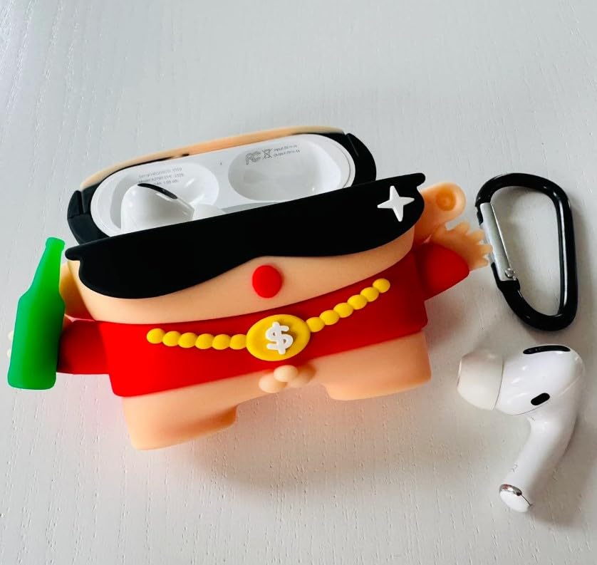 Techmount New Launch Compatible with Airpods Pro GEN-2 (2022) Case Cover Silicone Cartoon Character 3D Cover Wtih 360° Protection Airpods Pro 2 Cover Case (NOT for Any Other AIRPODS) (Rich Shinchan) 