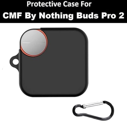 Techmount New Launch Soft Silicone Front & Back Full Protection Case Cover Compatible with CMF by Nothing Buds Pro 2 (NOT FIT for Any Other AIRPODS) (ONLY Cover) (Black) 