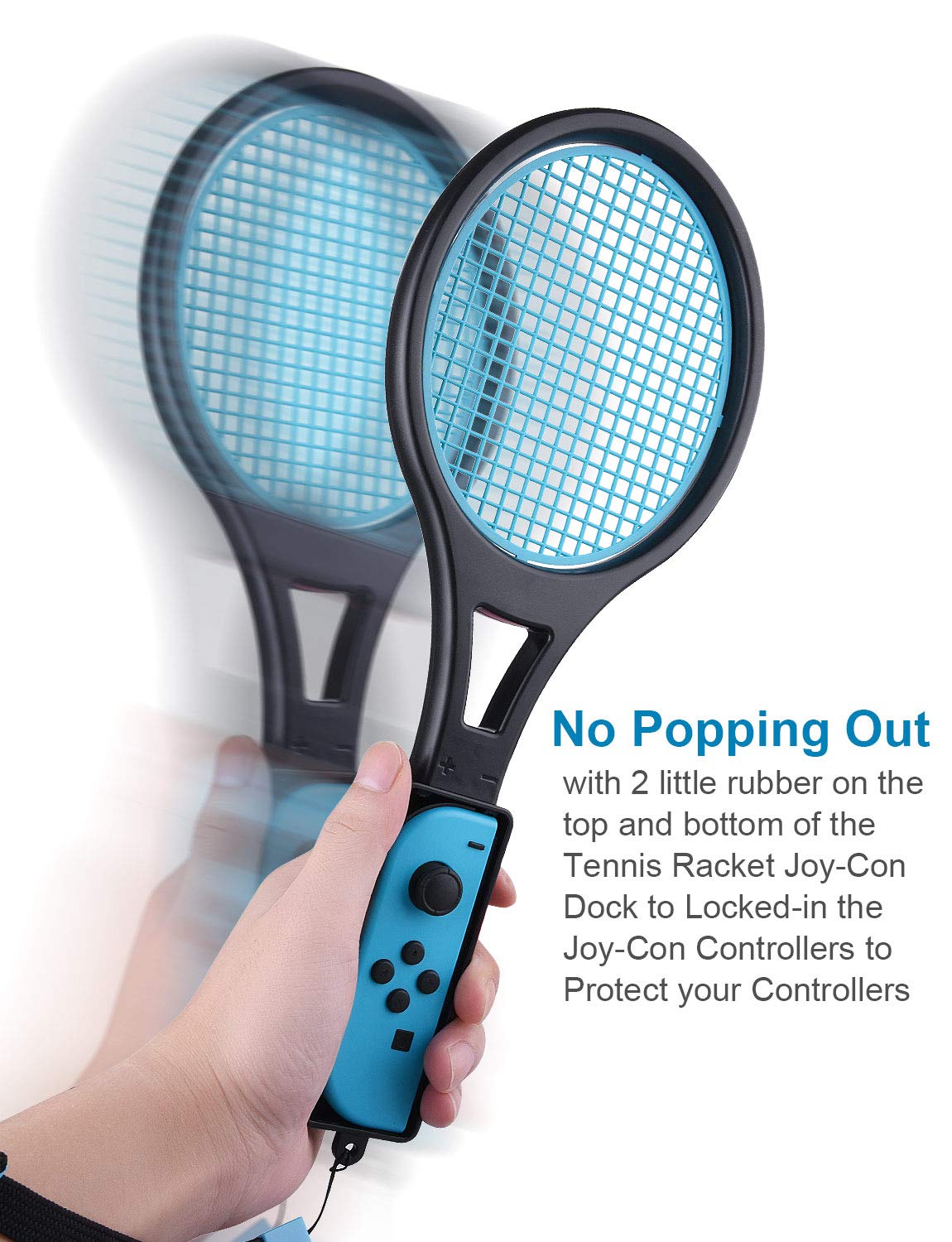 Tendak Tennis Racket for Nintendo Switch Joy-Con, Tendak Game Accessories for Mario Tennis Aces Game with 12 in 1 Game Card Case (2 Pack, Black) 