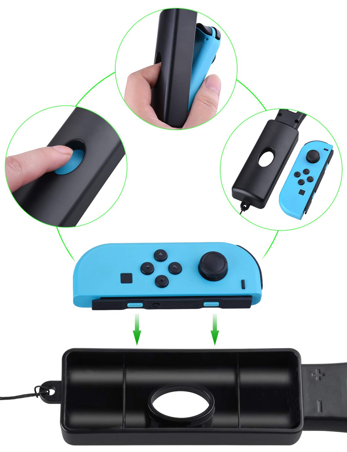 Tendak Tennis Racket for Nintendo Switch Joy-Con, Tendak Game Accessories for Mario Tennis Aces Game with 12 in 1 Game Card Case (2 Pack, Black) 