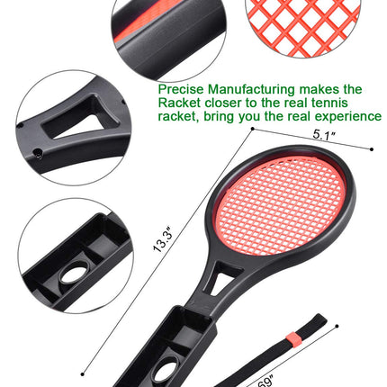 Tendak Tennis Racket for Nintendo Switch Joy-Con, Tendak Game Accessories for Mario Tennis Aces Game with 12 in 1 Game Card Case (2 Pack, Black) 