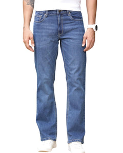 Thomas Scott Men's Mid-Rise Clean Look Boot Cut Jeans (TSJ217_Mid Indigo, 32) 