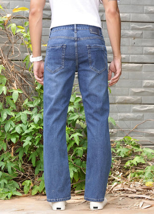 Thomas Scott Men's Mid-Rise Clean Look Boot Cut Jeans (TSJ217_Mid Indigo, 32) 