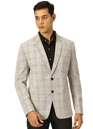 Thomas Scott Mens Cotton Linen Single Breasted Blazer (TSBLZ004_Black, XL) 