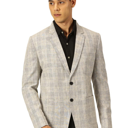 Thomas Scott Mens Cotton Linen Single Breasted Blazer (TSBLZ004_Black, XL) 