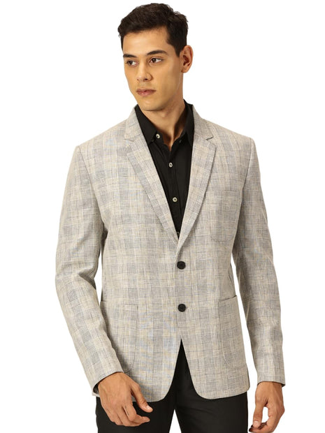 Thomas Scott Mens Cotton Linen Single Breasted Blazer (TSBLZ004_Black, XL) 