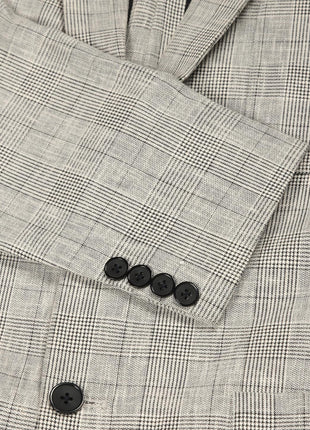 Thomas Scott Mens Cotton Linen Single Breasted Blazer (TSBLZ004_Black, XL) 