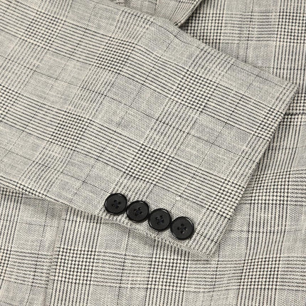 Thomas Scott Mens Cotton Linen Single Breasted Blazer (TSBLZ004_Black, XL) 