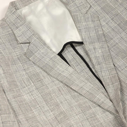 Thomas Scott Mens Cotton Linen Single Breasted Blazer (TSBLZ004_Black, XL) 