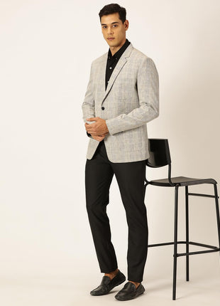 Thomas Scott Mens Cotton Linen Single Breasted Blazer (TSBLZ004_Black, XL) 