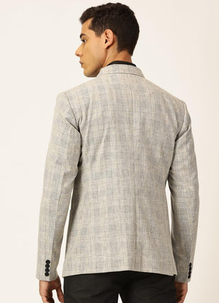 Thomas Scott Mens Cotton Linen Single Breasted Blazer (TSBLZ004_Black, XL) 