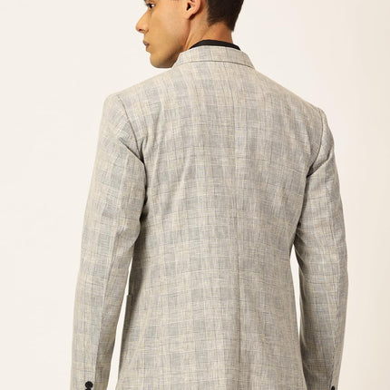 Thomas Scott Mens Cotton Linen Single Breasted Blazer (TSBLZ004_Black, XL) 