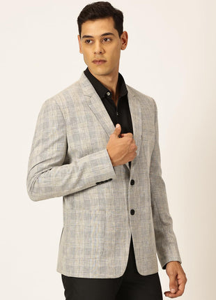 Thomas Scott Mens Cotton Linen Single Breasted Blazer (TSBLZ004_Black, XL) 