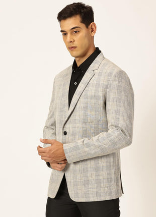 Thomas Scott Mens Cotton Linen Single Breasted Blazer (TSBLZ004_Black, XL) 