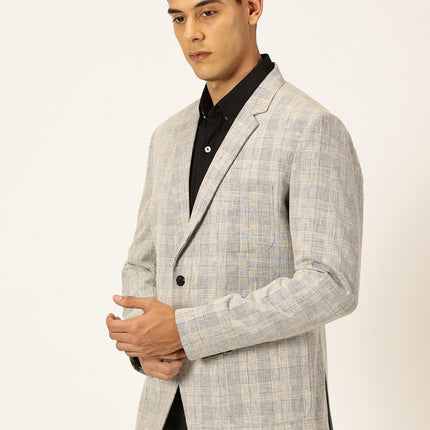 Thomas Scott Mens Cotton Linen Single Breasted Blazer (TSBLZ004_Black, XL) 