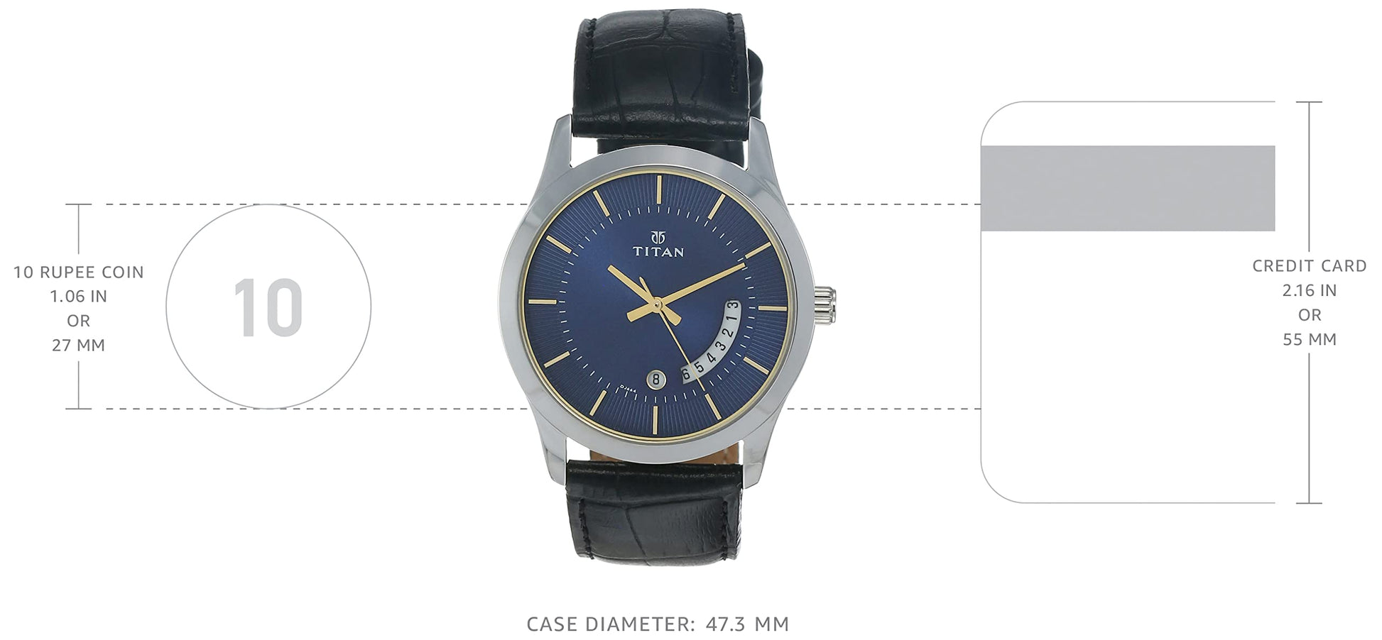 Titan Blue Dial Analog with Date Leather Strap watch for Men-NS1823SL01 