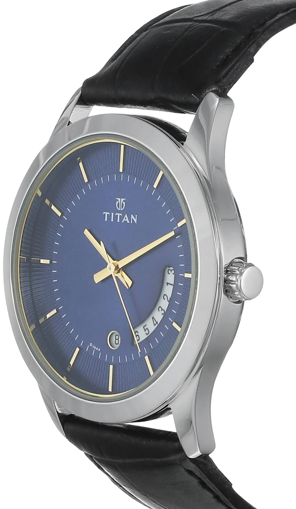 Titan Blue Dial Analog with Date Leather Strap watch for Men-NS1823SL01 