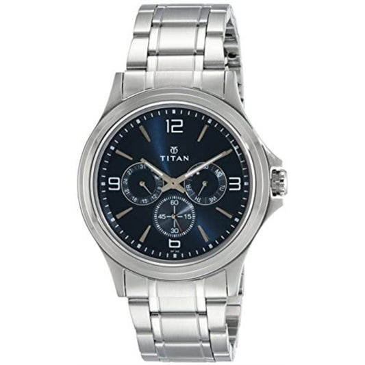 Titan Blue Dial Quartz Multifunction Stainless Steel Strap watch for Men-NS1698SM02 
