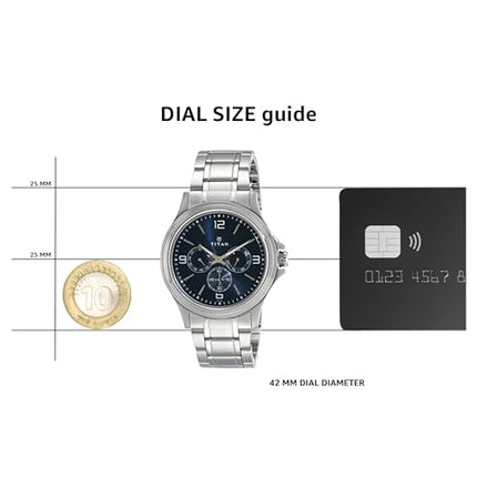 Titan Blue Dial Quartz Multifunction Stainless Steel Strap watch for Men-NS1698SM02 