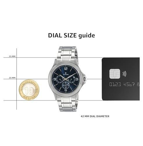Titan Blue Dial Quartz Multifunction Stainless Steel Strap watch for Men-NS1698SM02 