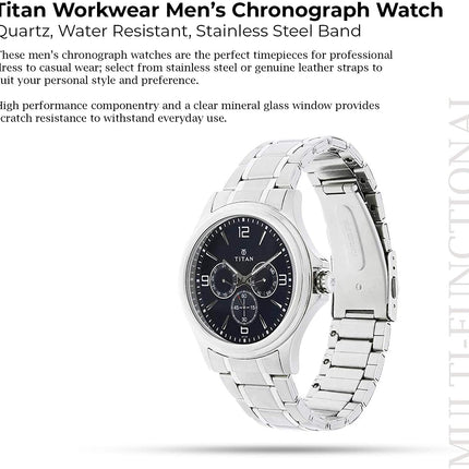 Titan Blue Dial Quartz Multifunction Stainless Steel Strap watch for Men-NS1698SM02 